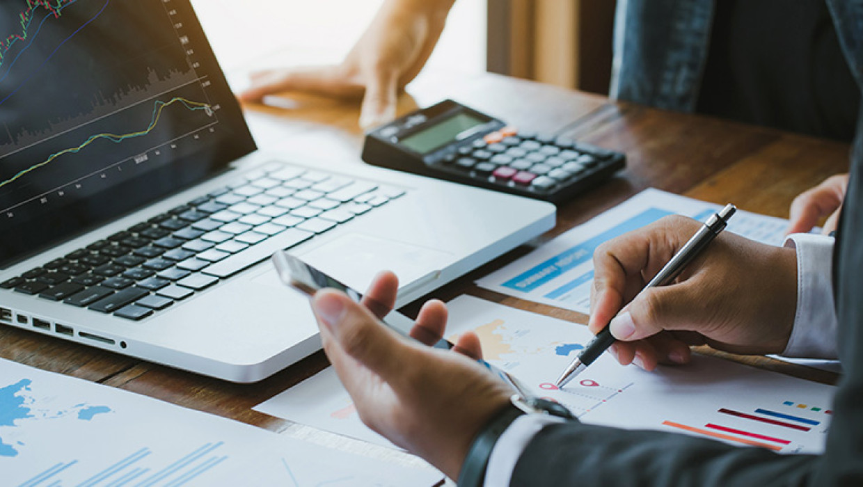 Profesional realizando un analisis financiero