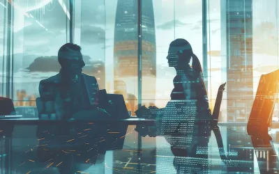 Trabajadores usando herramientas de Business Intelligence